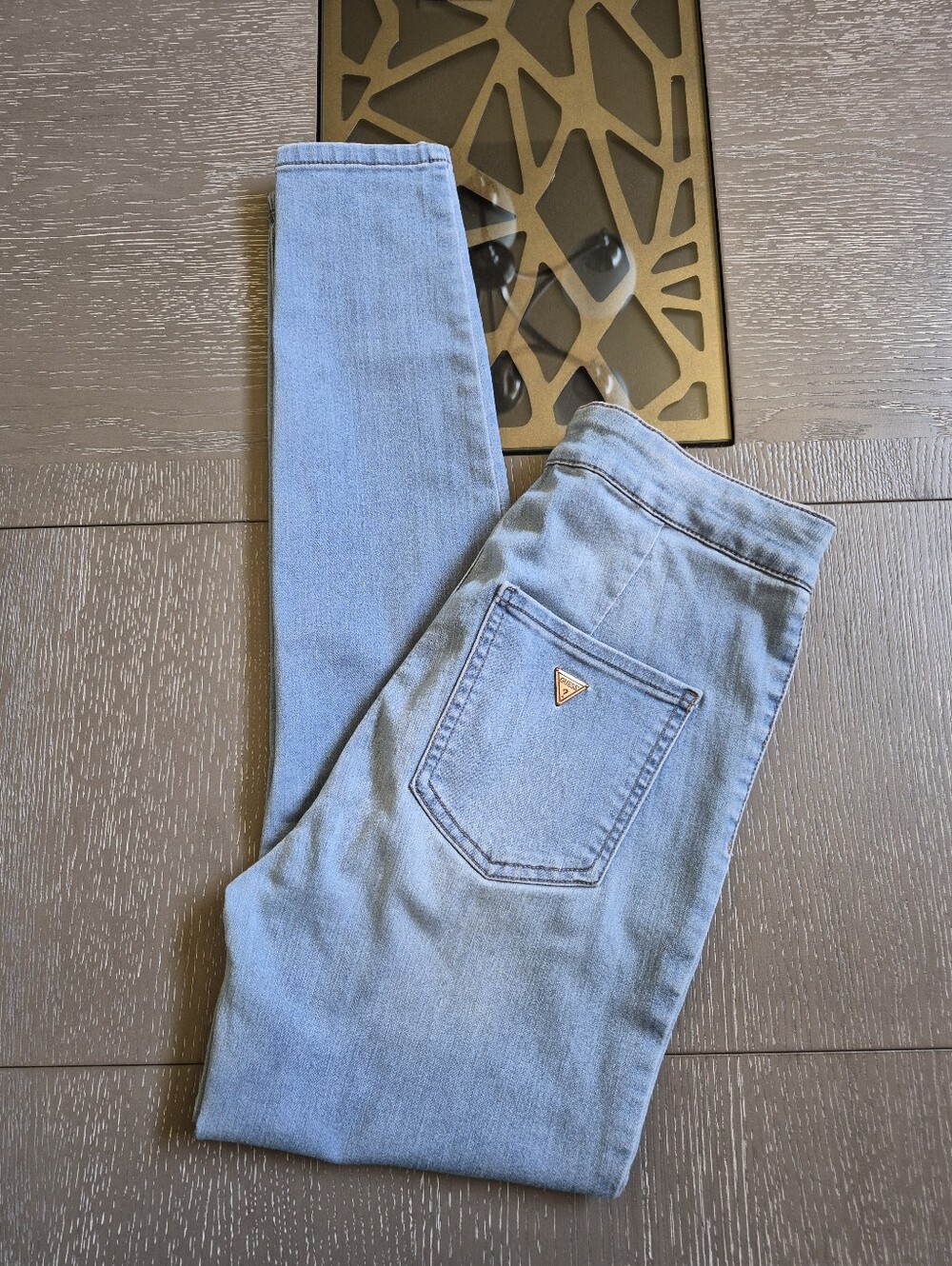 Guess Light Blue Skinny Jeans with Back Pocket Logo